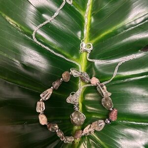 GARDEN QUARTZ dainty crystal necklace & bracelet set